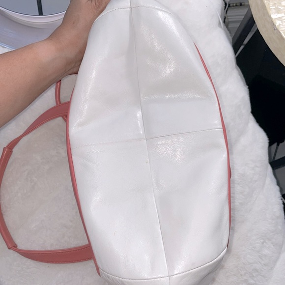 Coach Pink/White  Leather Cricket Satchel #13601 - Picture 7 of 16